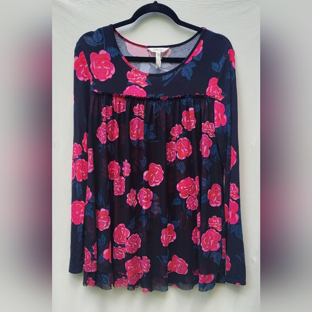 Matilda Jane Moments With You Winter Blooms Long Sleeve Layered Floral Top small